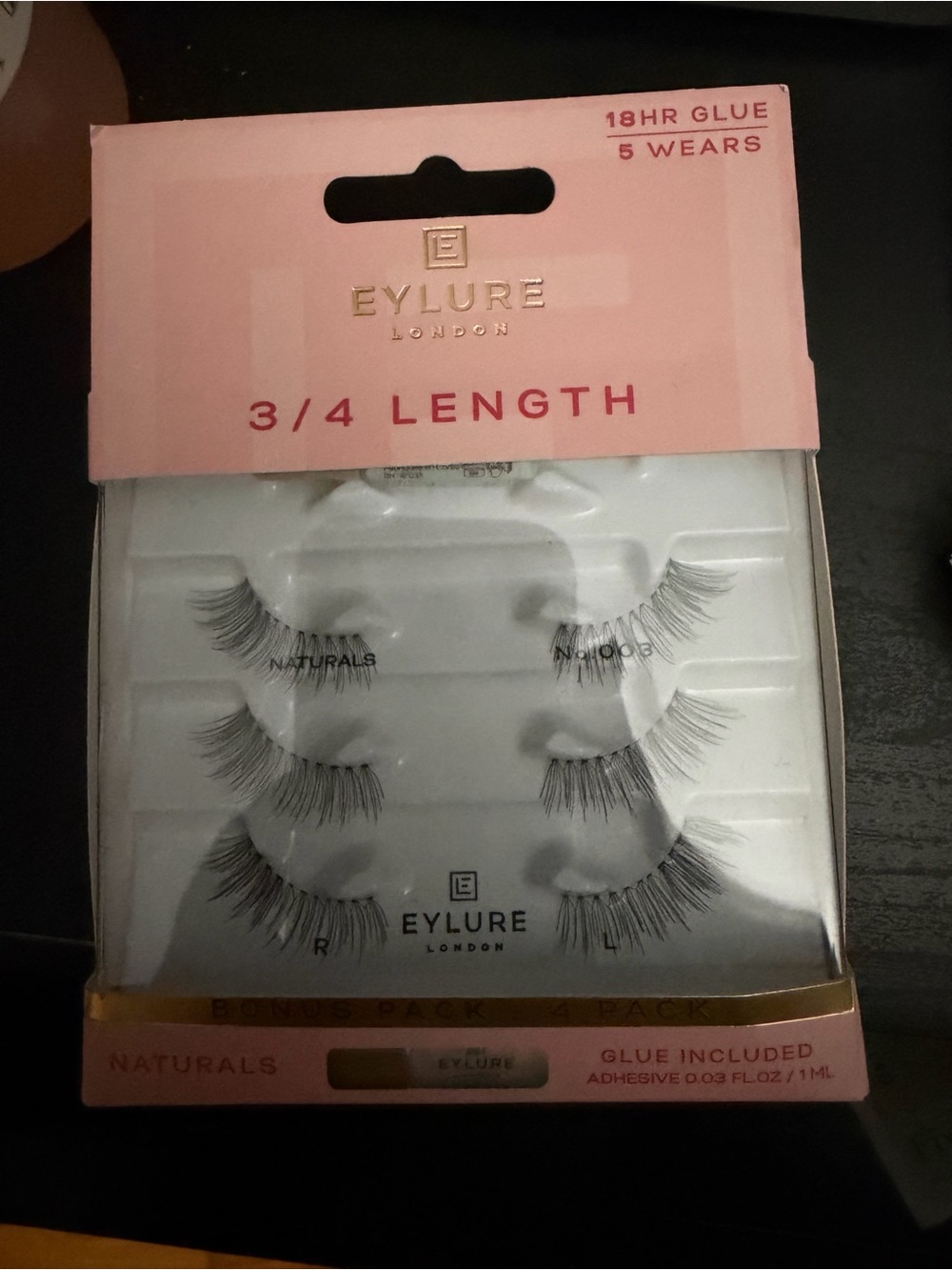 Eylure London 3/4 Length False Lashes - Black (Pack of 3) with glue
